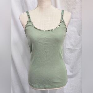 Streety Ahead - Green Tank Top w/ Rhinestones - (M)